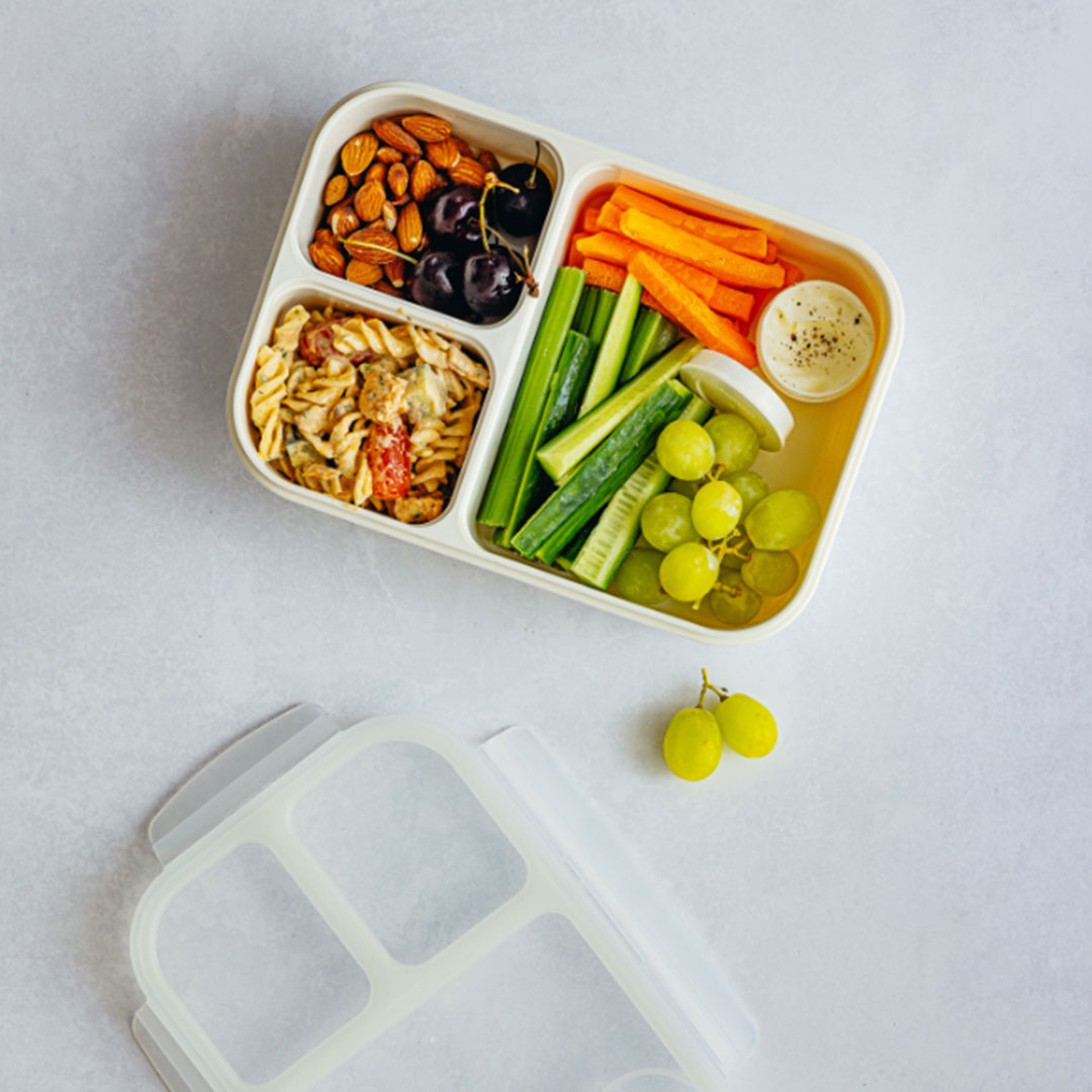 Lunchbox met vakjes 980 ml wit