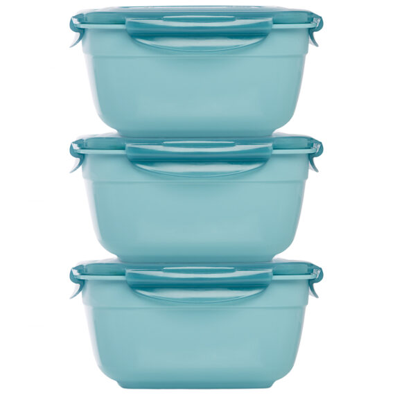 Stapelbare vershoudbakjes 3-delig 1600 ml blauw