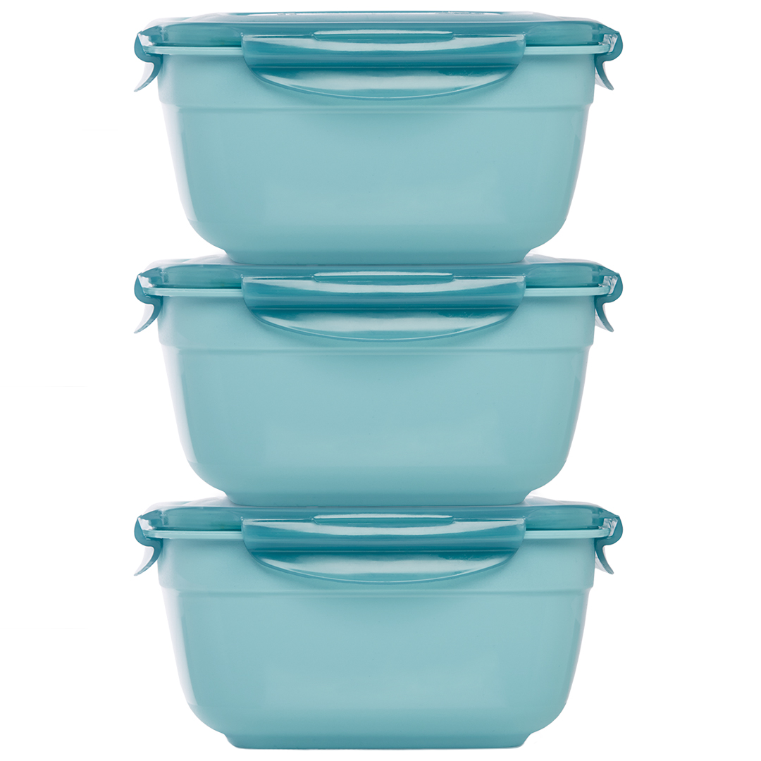 Stapelbare vershoudbakjes 3-delig 1600 ml blauw