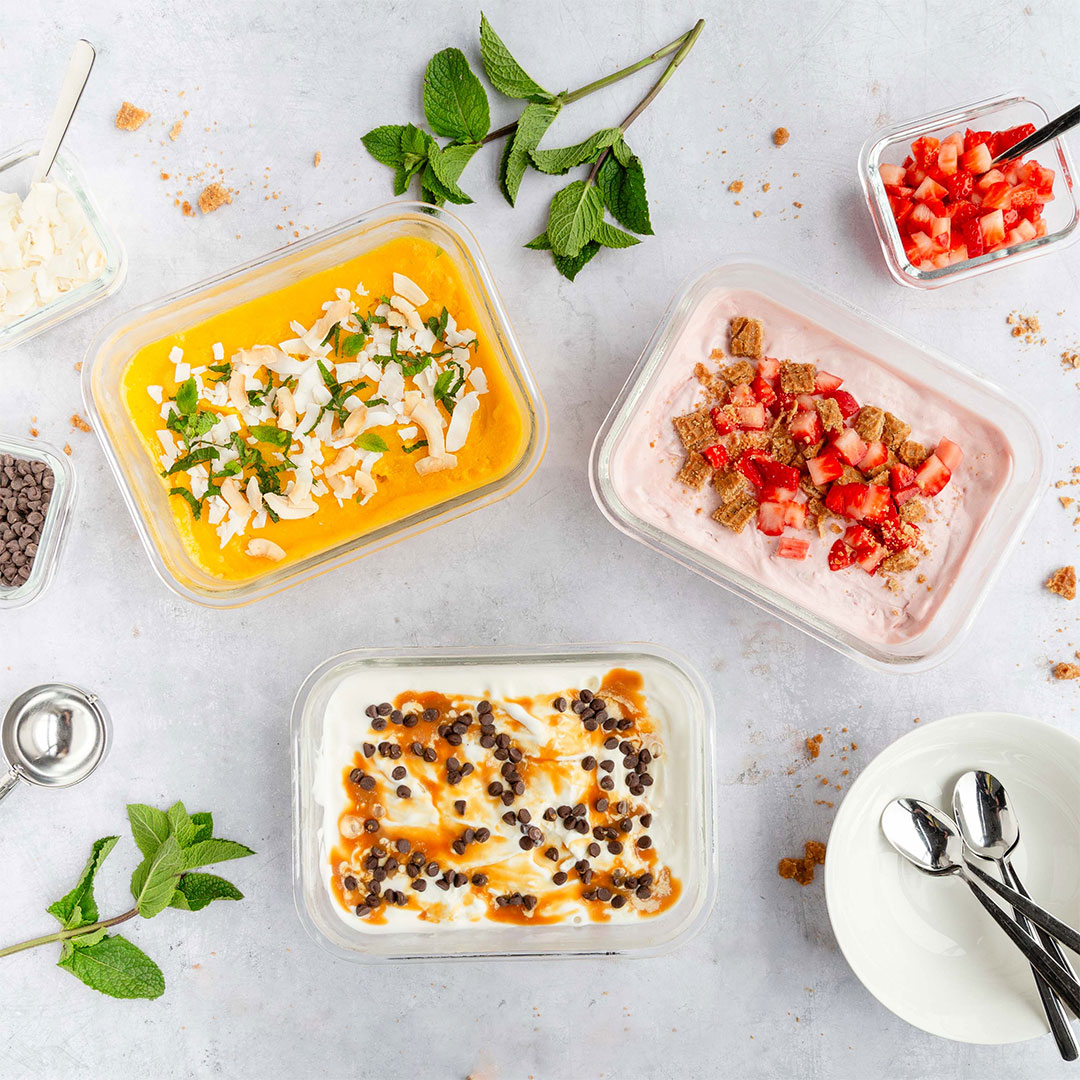 Glazen schalen met deksel