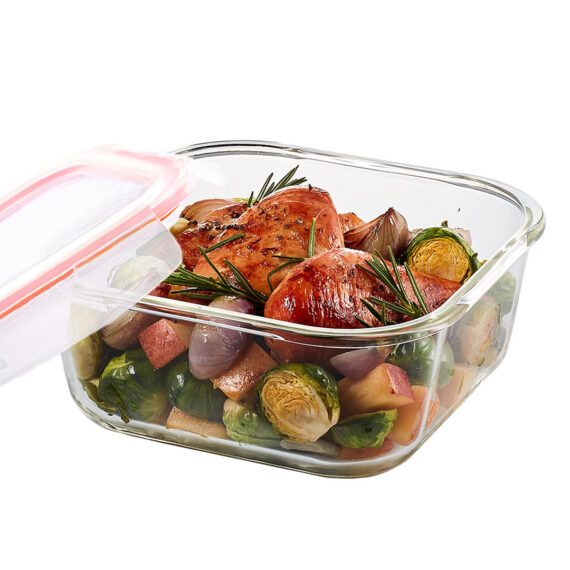 Glazen ovenschaal met deksel vierkant 1400 ml