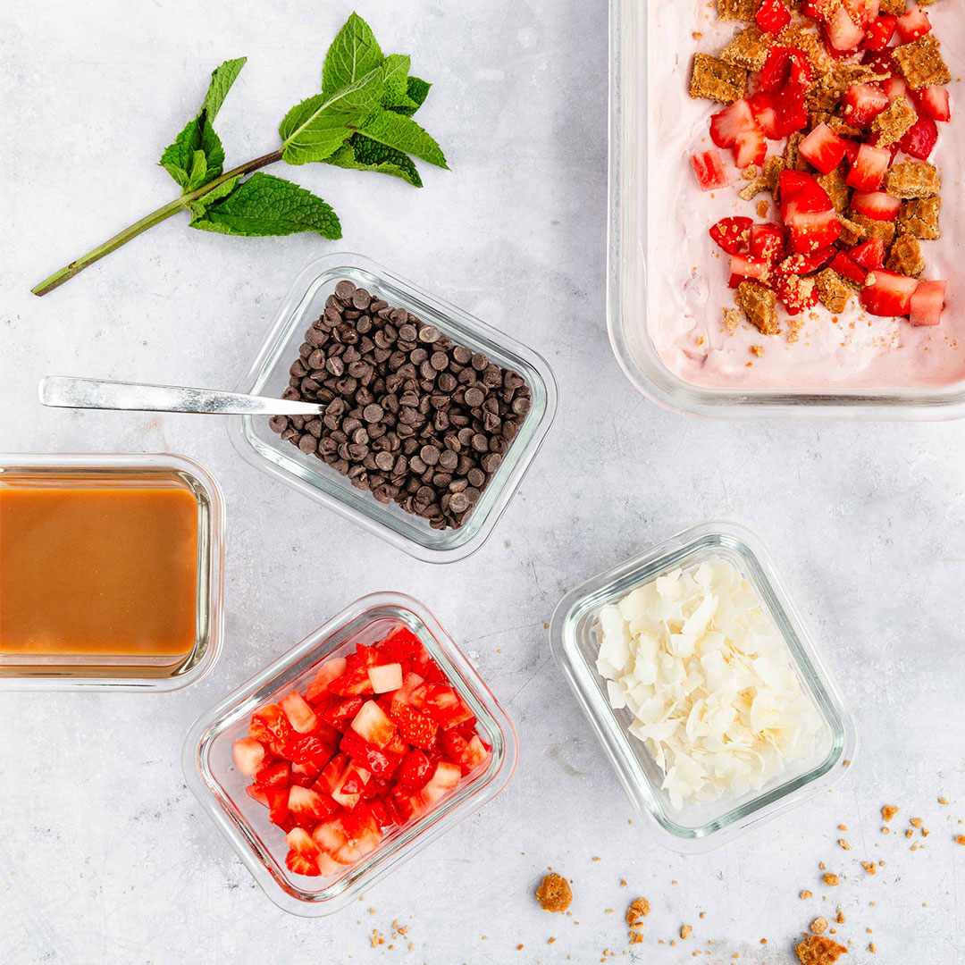 Mini glazen ovenschaaltjes met deksel