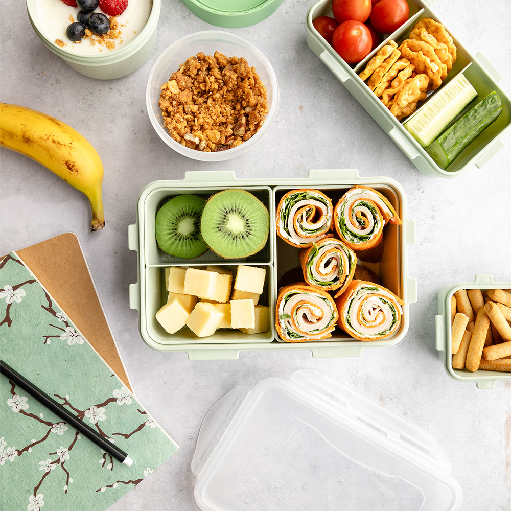 Lunchbox met vakjes roze