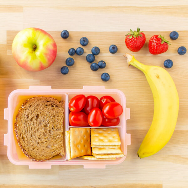 Lunchbox met vakjes roze
