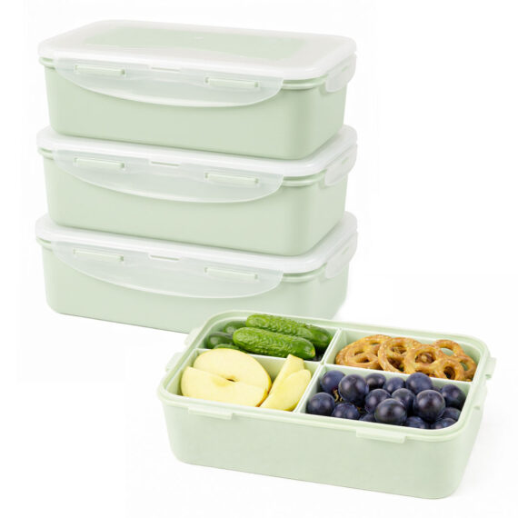voordeelverpakking lunchboxen 1600 ml vakjes groen