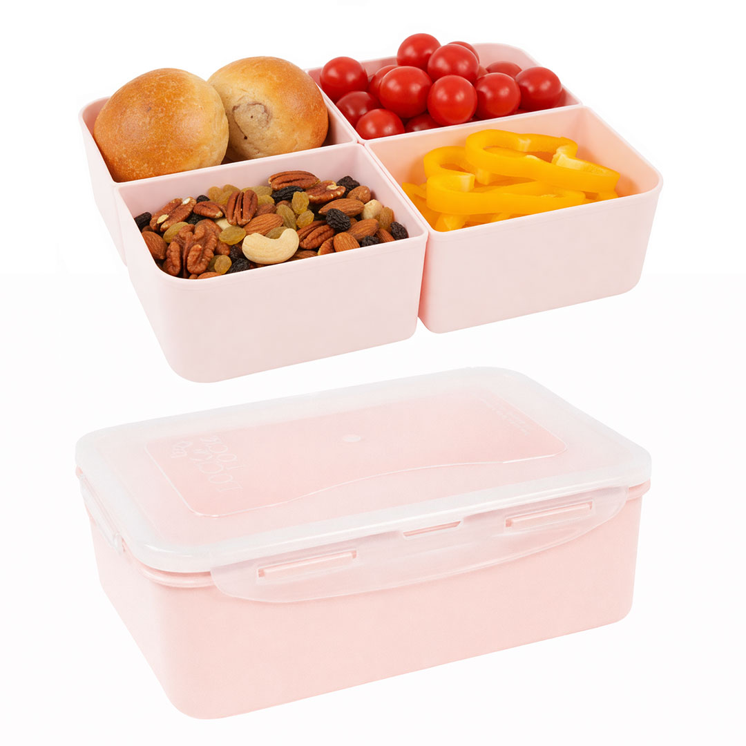 Lunchbox met vakjes roze
