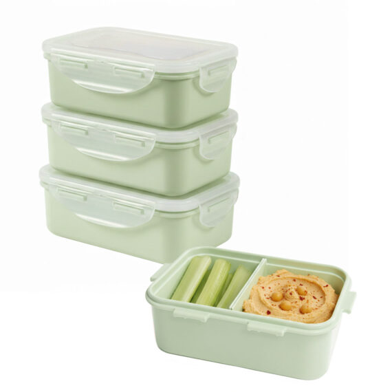 voordeelverpakking snackdoosjes 460 ml vakjes groen