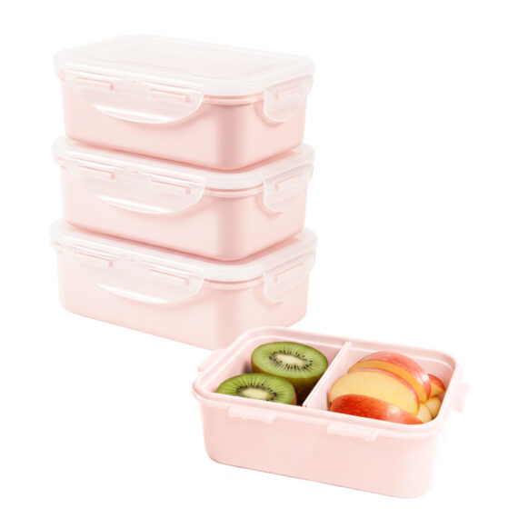 voordeelverpakking snackdoosjes 460 ml vakjes roze