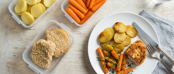 Meal prep recept gebakken aardappels met zelfgemaakte cordon bleu