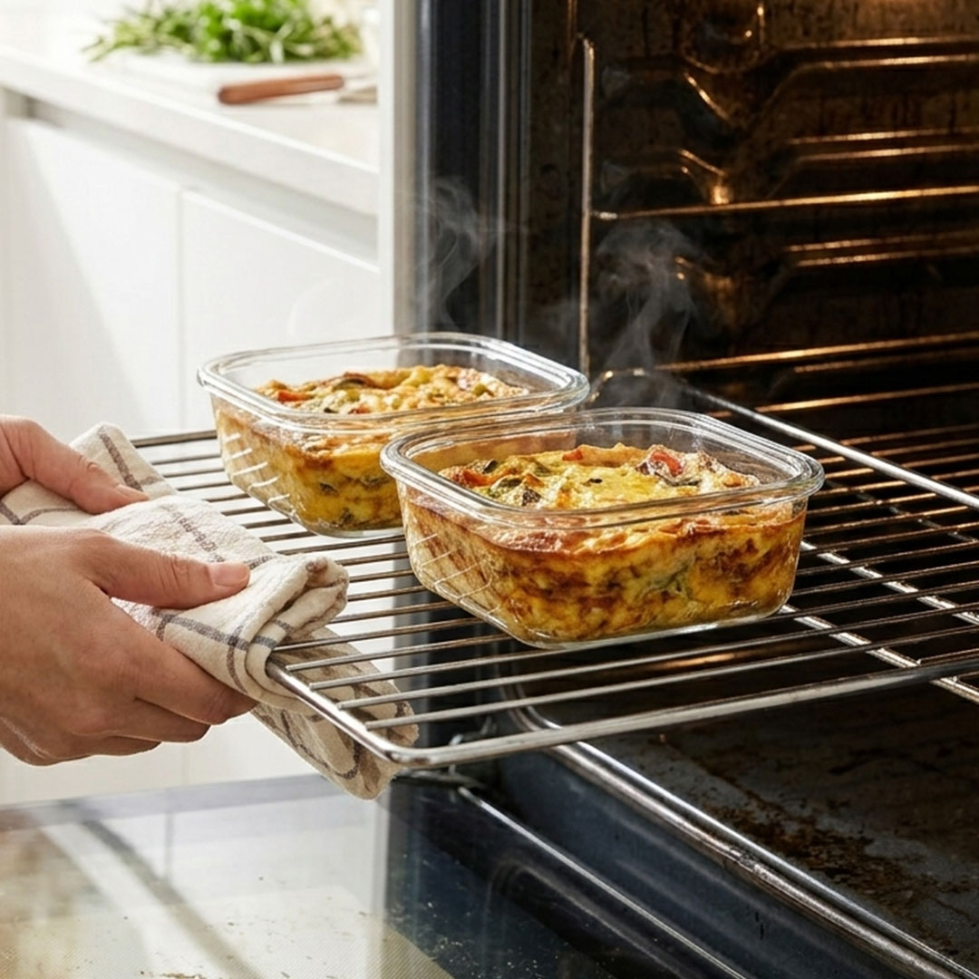 Glazen vershoudbakje 750 ml in oven
